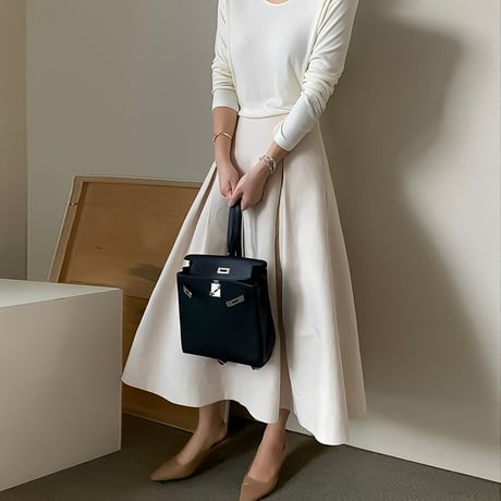 tuck flare long skirt /3color　NK2154