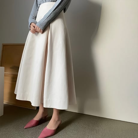 tuck flare long skirt /3color　NK2154