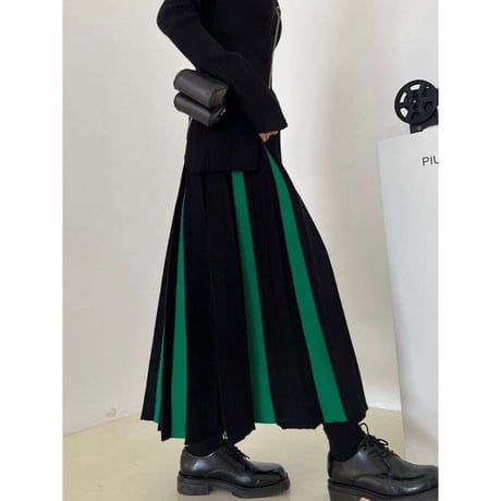 bicolor pleated skirt /2color　NK1388