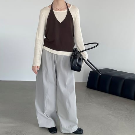 halter neck knit vest set /4color　NK1953