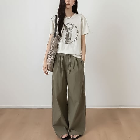 drawstring wide pants /4color　NK2365