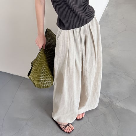 relaxed wide linen pants /2color　NK2224