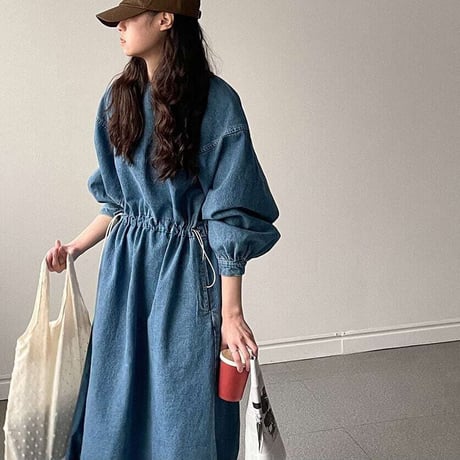 drawstring denim one-piece　NK1097