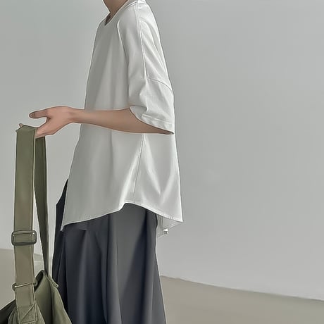 asymmetry slit box t-shirt /2color　NK2295
