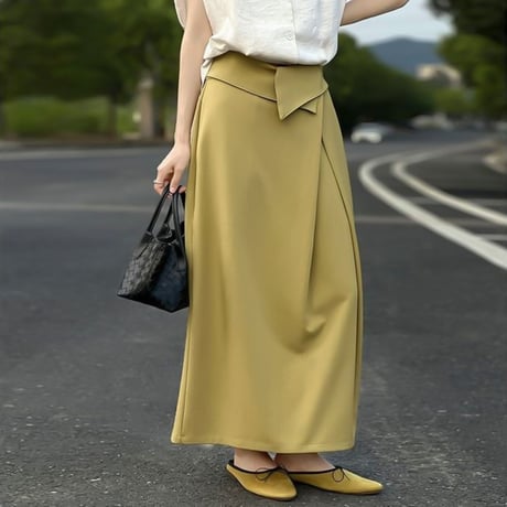asymmetric waist drape skirt /2color　NK1947
