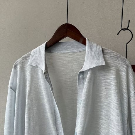 sheer collar long sleeve shirt /4color　NK1803