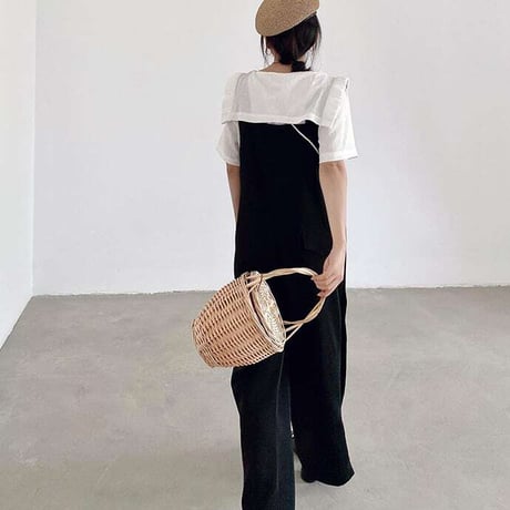 black wide salopette　NK1093