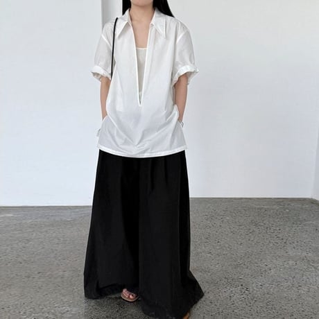 deep v-neck skipper shirt /2color　NK1821