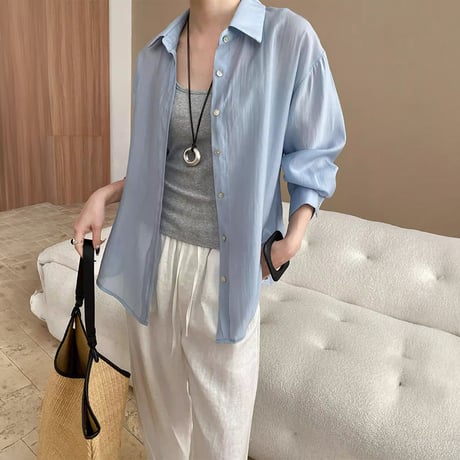 back slit relaxed sheer shirt /3color　NK2281