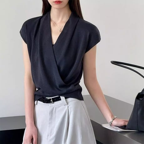 cross-neck knit pullover /4color　NK2319