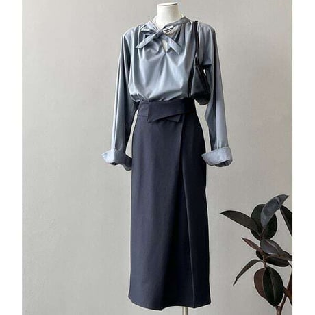 assynmetry tuck skirt /2color　NK1137