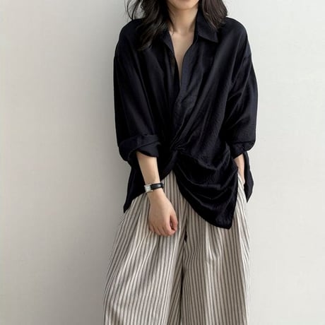 waist twist long sleeve shirt /2color　NK1806