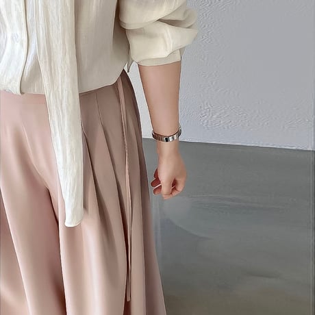 tencel cotton pleat wide pants /2color　NK2175