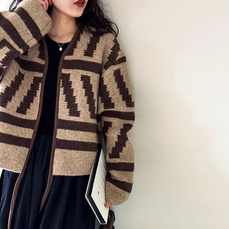v neck buttonless knit cardigan /2color　NK1512