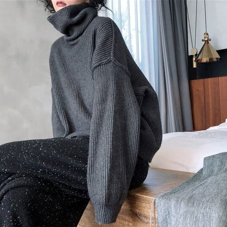 relaxed turtleneck knit pullover /2color　NK1990