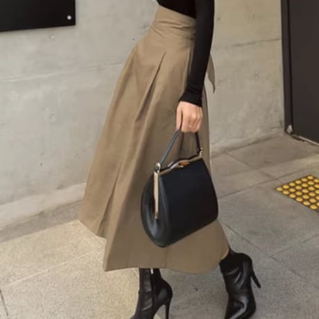 waist ribbon a-line skirt /3color　NK1371