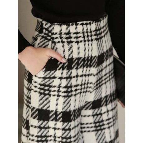 high waist wide check pants　NK1368