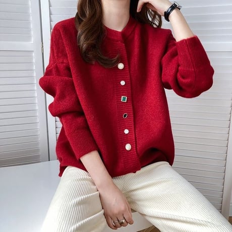 random bijoux button cardigan /4color　NK1985