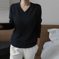 v neck long sleeve knit tops　NK2150