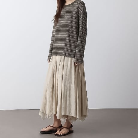 asymmetry flare layered skirt /2color　NK2304
