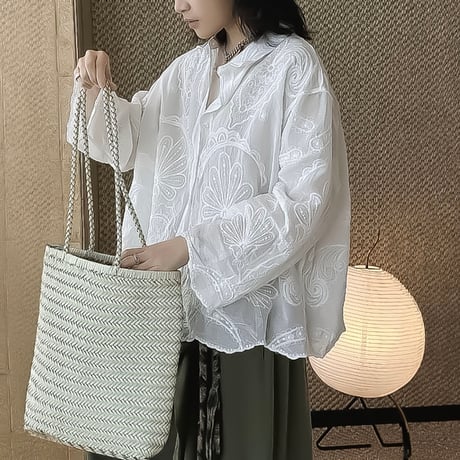 embroidery lace relaxed shirt　NK2239