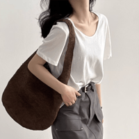 slub cotton u-neck t-shirt /7color　NK1804