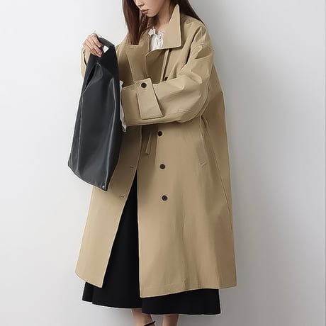 relaxed stand collar long coat /3color　NK2189