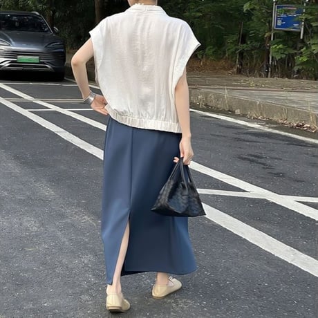 asymmetric waist drape skirt /2color　NK1947