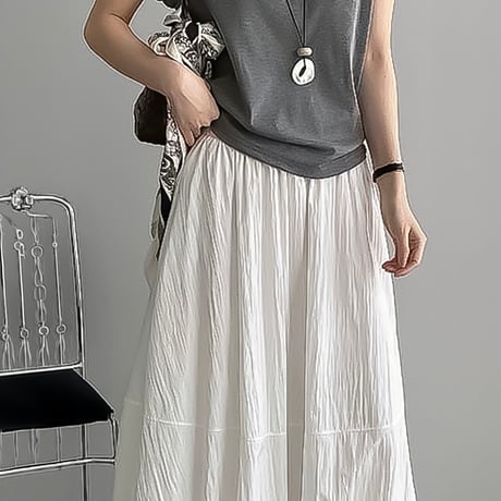 balloon silhouette long skirt /4color　NK2248