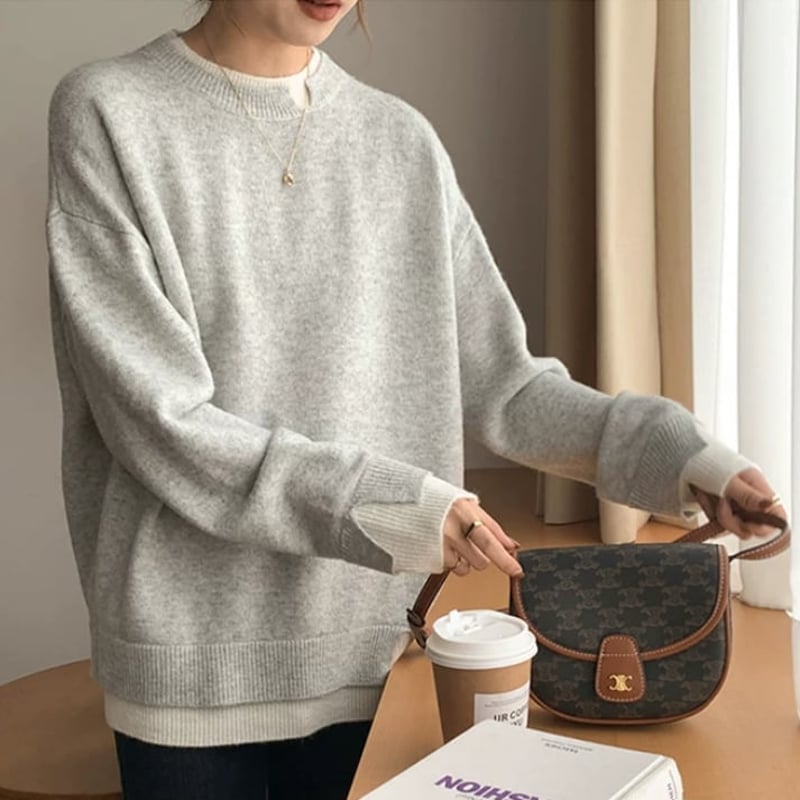 layered knit tops /2color NK1588 | HiLo＆HiLo