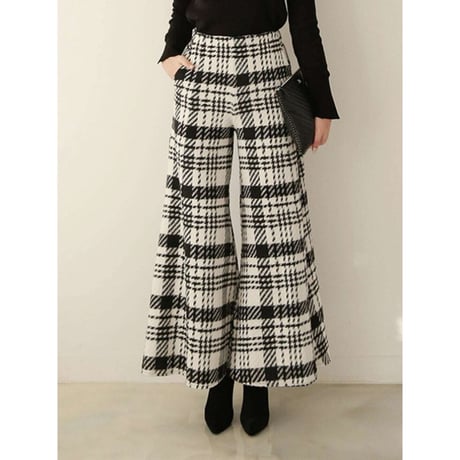 high waist wide check pants　NK1368