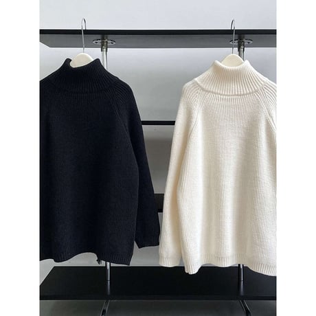 side zip high neck knit ／4color　NK1331