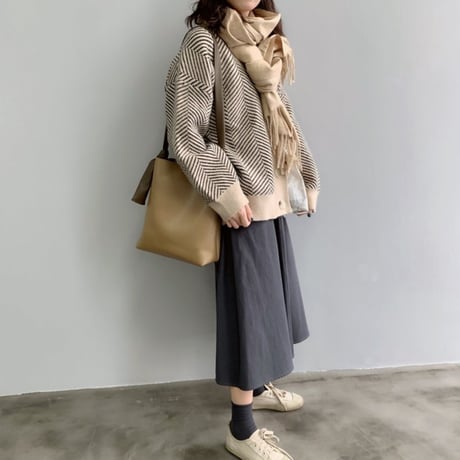 herringbone knit cardigan /2color　NK1621