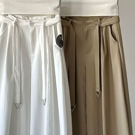 d-ring belt wide tuck pants /2color　NK2185