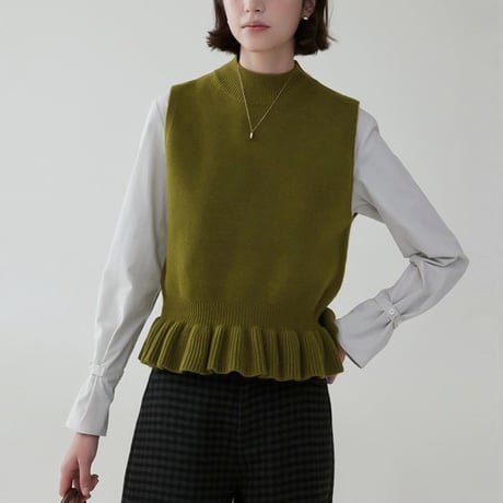 high neck peplum knit vest　NK2069