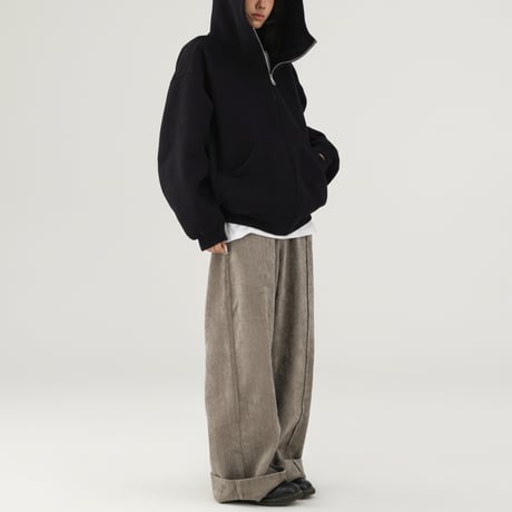 oversized high neck zip hoodie /2color　NK1965