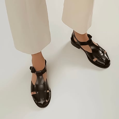 woven strap leather flat sandals /3color　NK2242