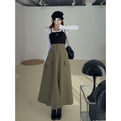 side pocket center slit skirt /2color　NK1383