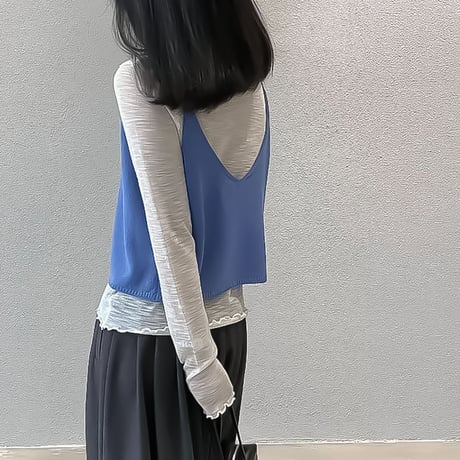 layered ruffle vest set /4color　NK2279