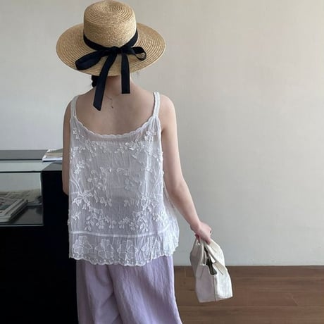 flower embroidery lace camisole /2color　NK1817