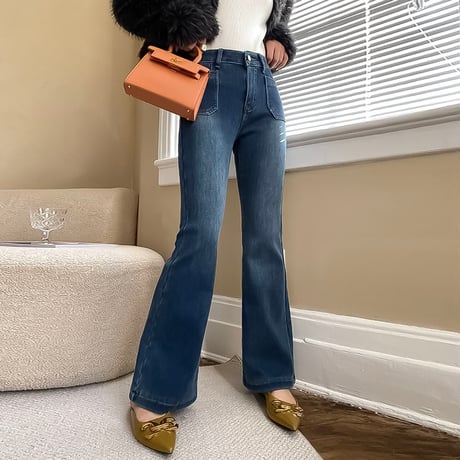 high waist flare pocket denim /2color　NK2169