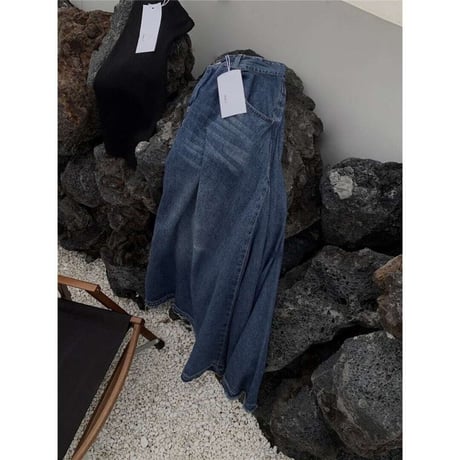 cut off maxi denim skirt　NK1389