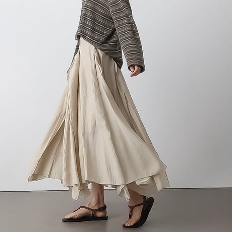 asymmetry flare layered skirt /2color　NK2304