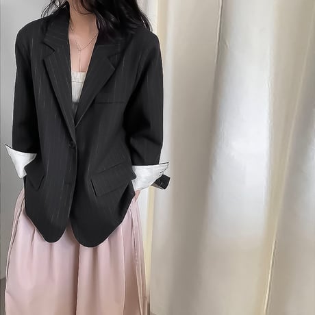pinstripe oversized cuff jacket　VG2176