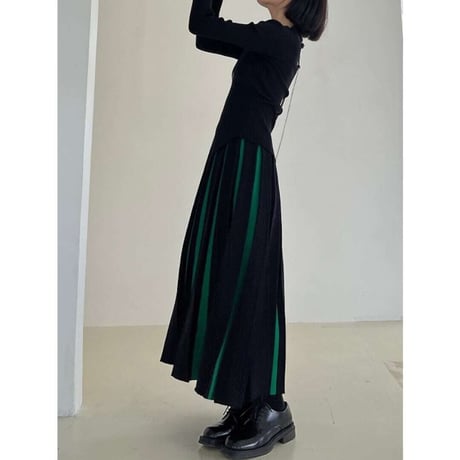 bicolor pleated skirt /2color　NK1388