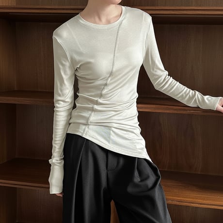 asymmetric long sleeve top /4color　NK1961