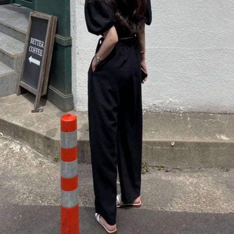 high waist ribbon wide pants /3color　NK1400