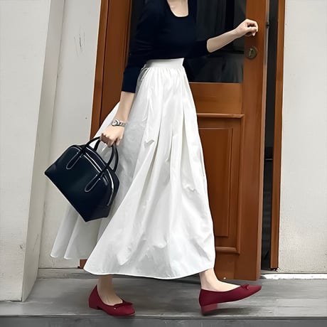 volume tuck flare A-line skirt　NK2173