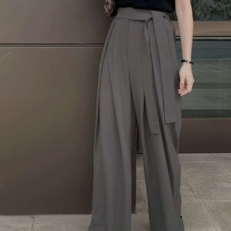 high waist ribbon wide pants /3color　NK1400