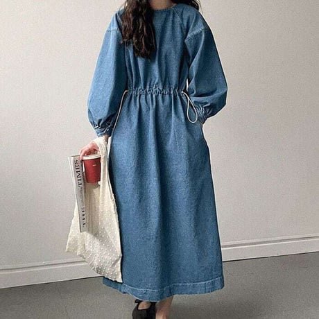 drawstring denim one-piece　NK1097